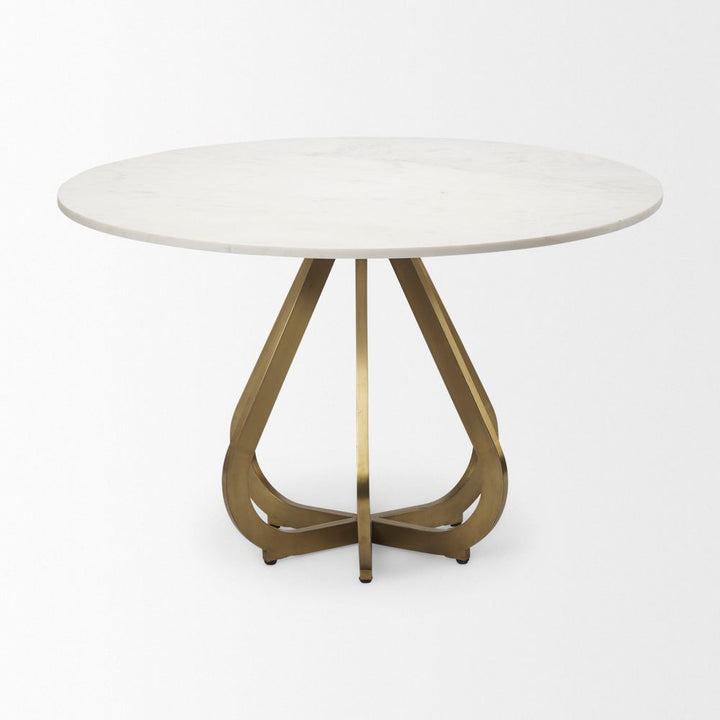 Valentin White Marble | Gold Metal Dining Table