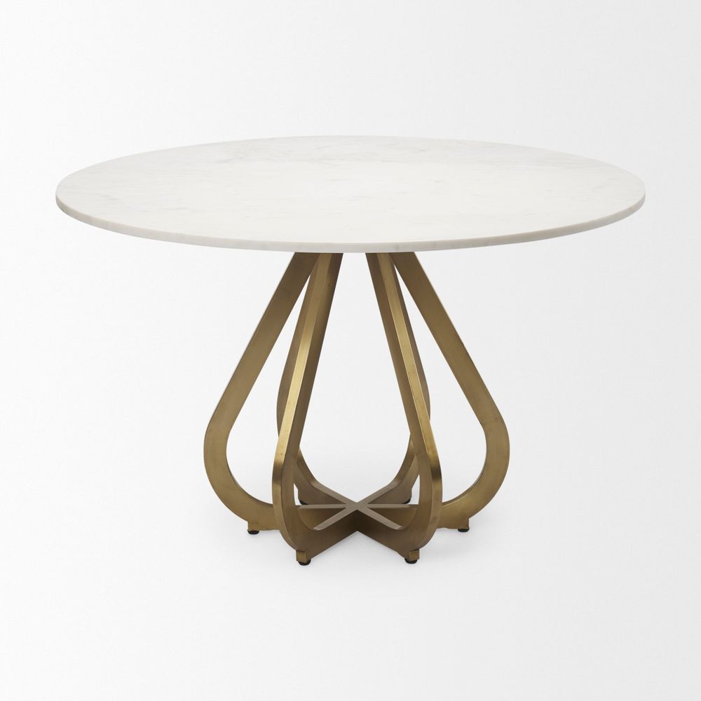 Dining Tables Valentin White Marble | Gold Metal Dining Table