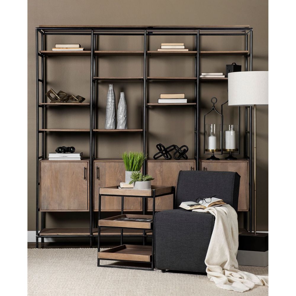 Maximus Brown Wood | Black Metal Shelving Unit