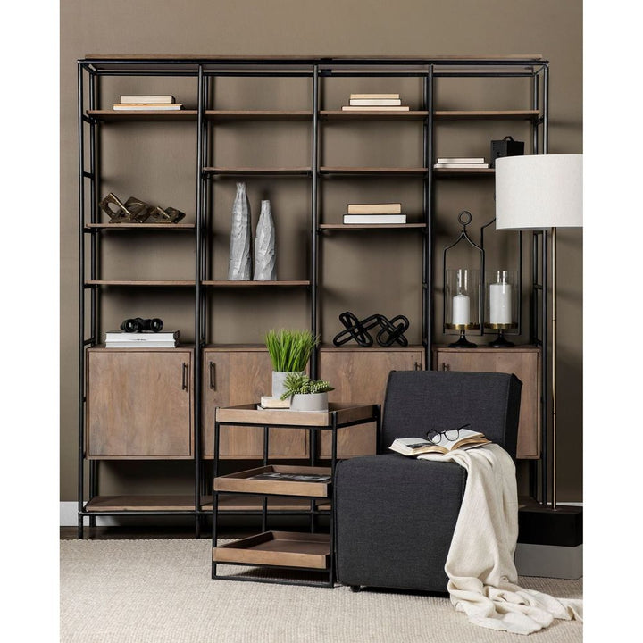 Maximus Brown Wood | Black Metal Shelving Unit