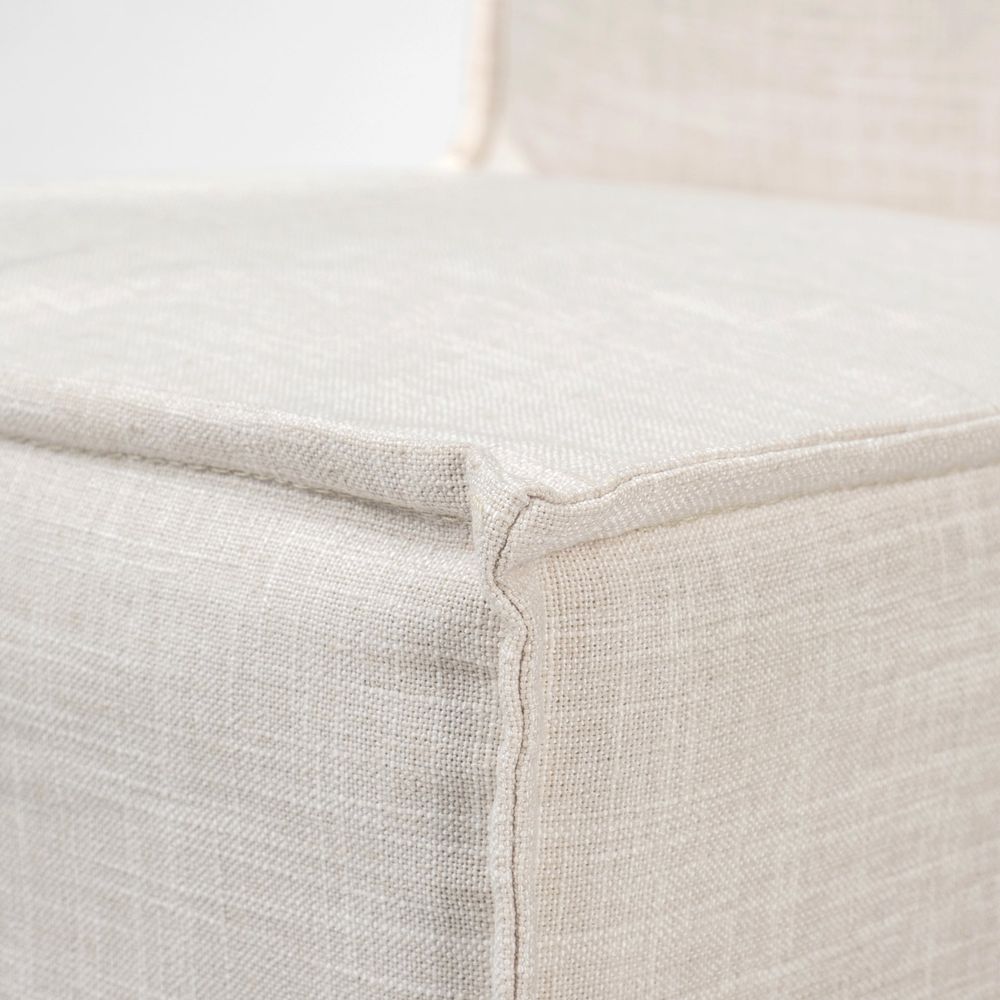 Dax Cream Fabric | Brown Wood Dining Chair
