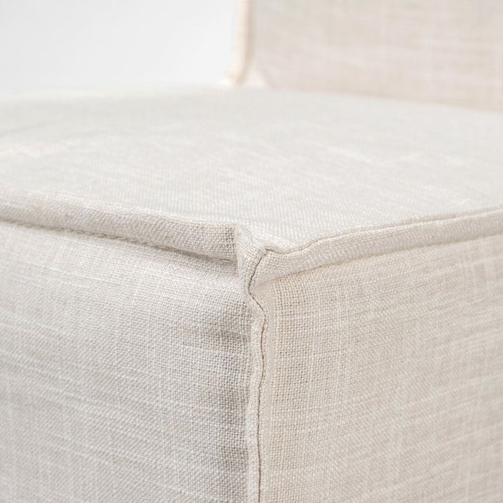 Dax Cream Fabric | Brown Wood Dining Chair
