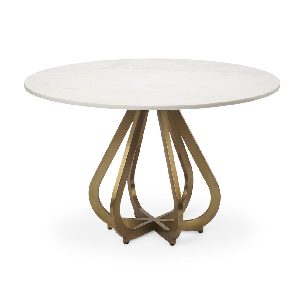 Dining Tables Valentin White Marble | Gold Metal Dining Table