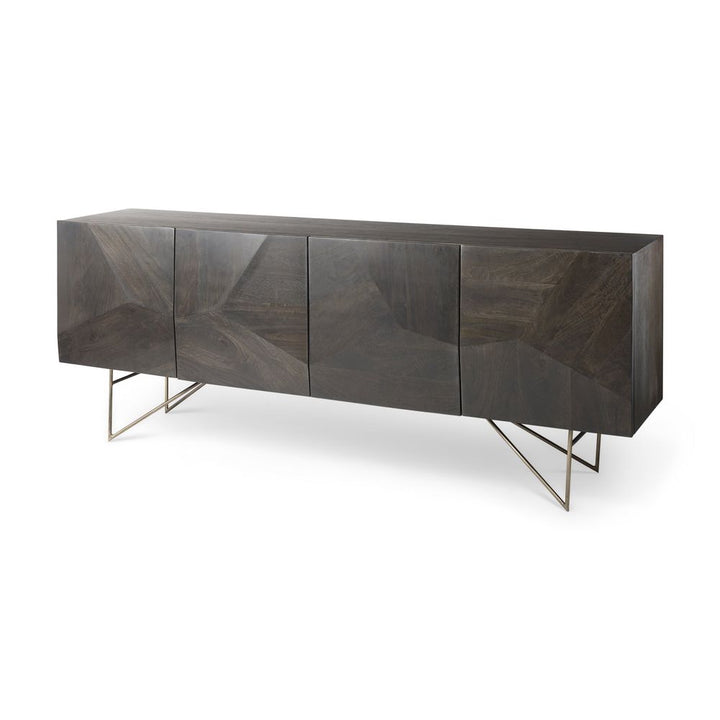 Sideboards & Credenzas Victoria Brown Wood | Gold Metal Sideboard
