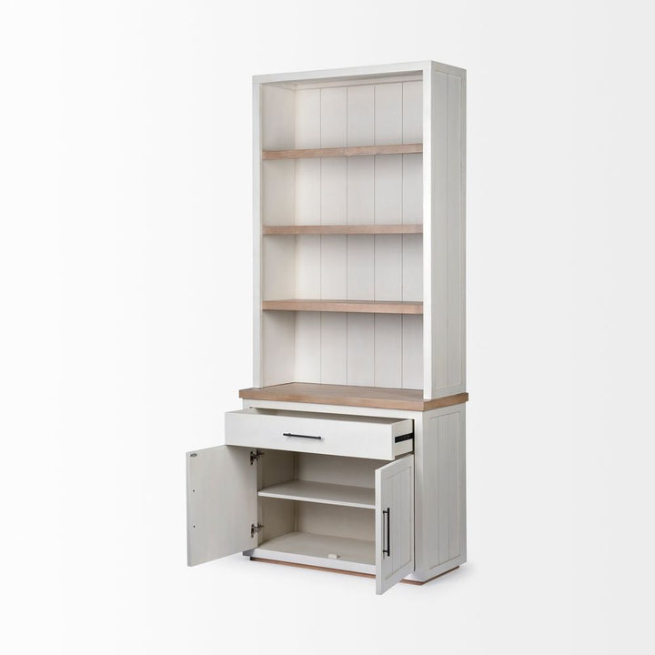 Augustus White Wood | Brown Wood Shelving Unit