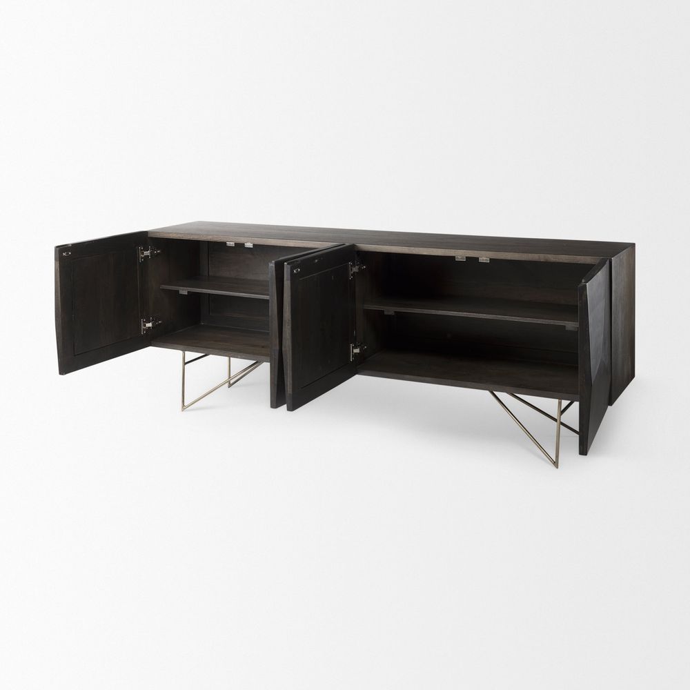 Victoria Brown Wood | Gold Metal Sideboard