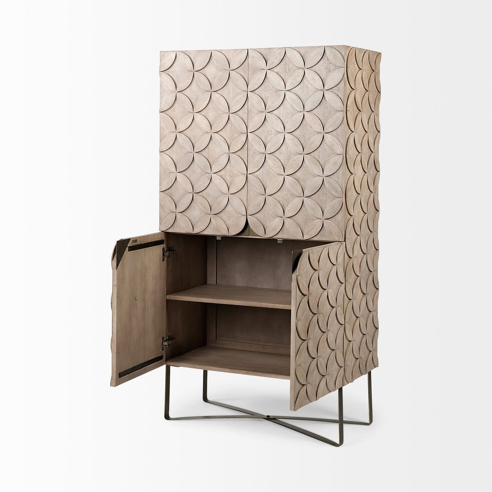 Celestia Brown Wood | Gold Metal Display Cabinet