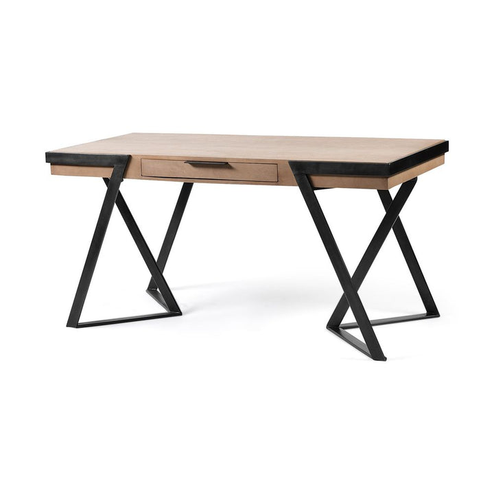 Desks Orville Brown Wood | Black Iron Office Desk