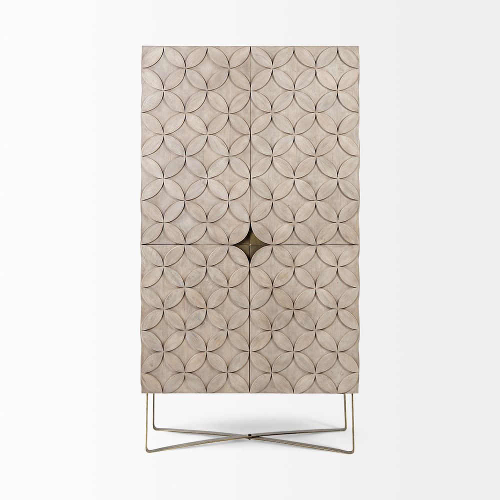 Cabinets & Curios Celestia Brown Wood | Gold Metal Display Cabinet