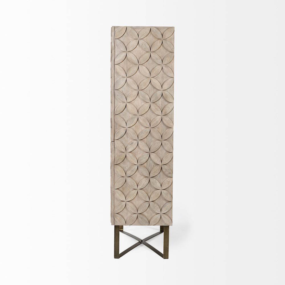 Celestia Brown Wood | Gold Metal Display Cabinet