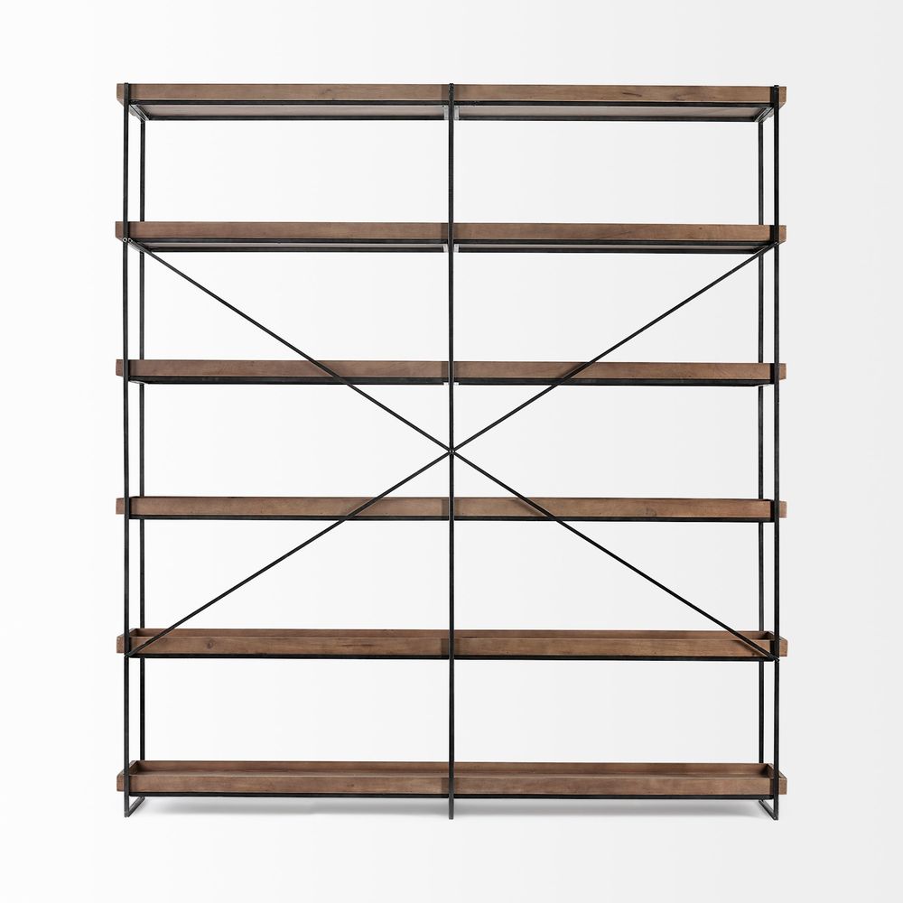 Cole Brown Wood | Black Iron Shelving Unit