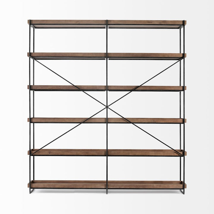 Cole Brown Wood | Black Iron Shelving Unit