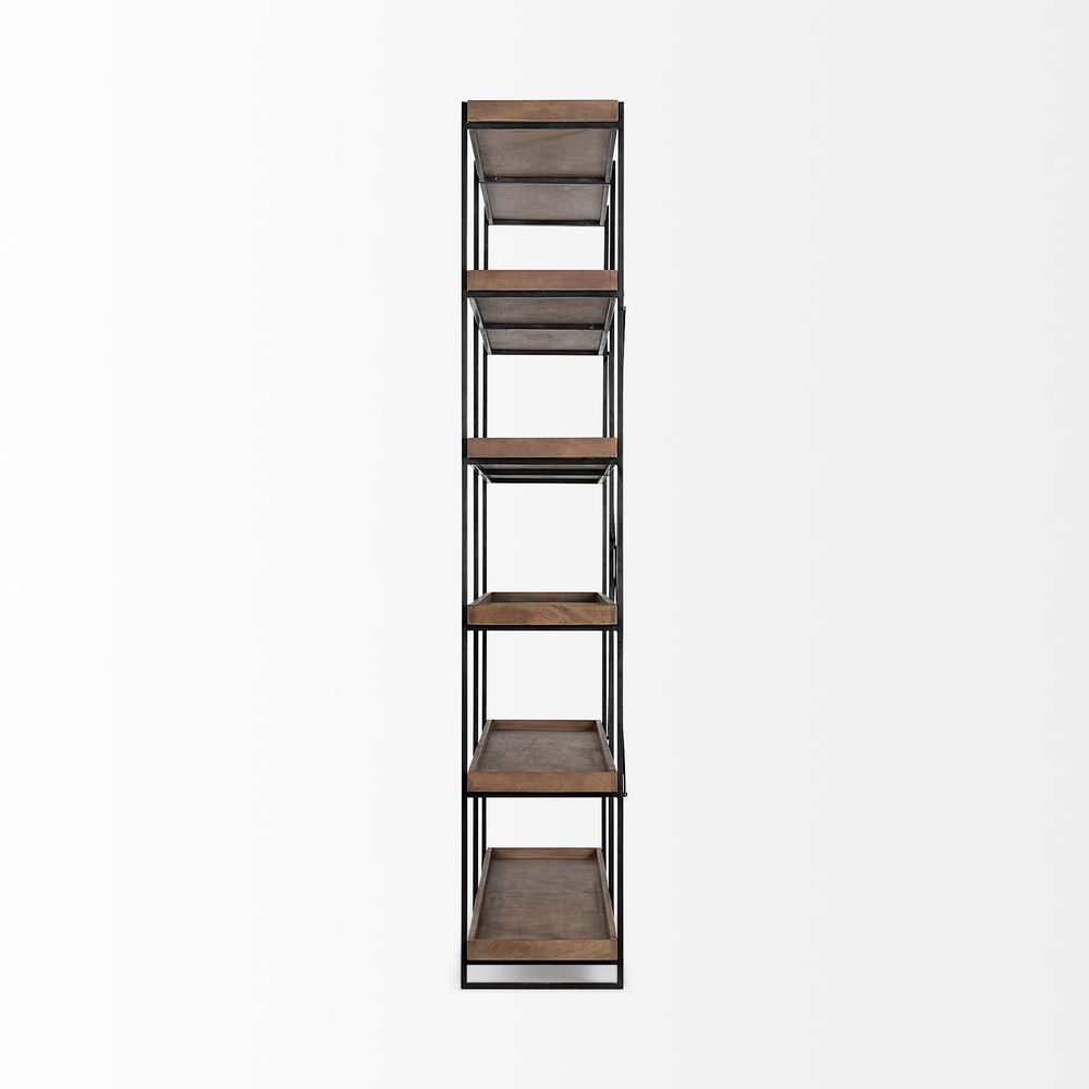 Cole Brown Wood | Black Iron Shelving Unit
