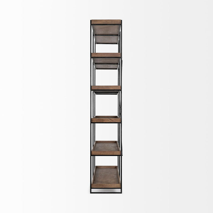 Cole Brown Wood | Black Iron Shelving Unit