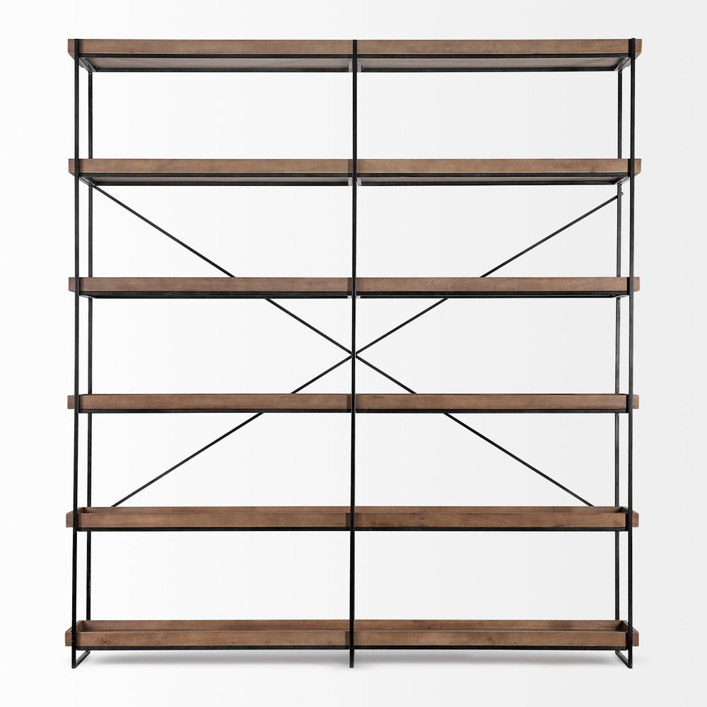 Bookcases & Etageres Cole Brown Wood | Black Iron Shelving Unit
