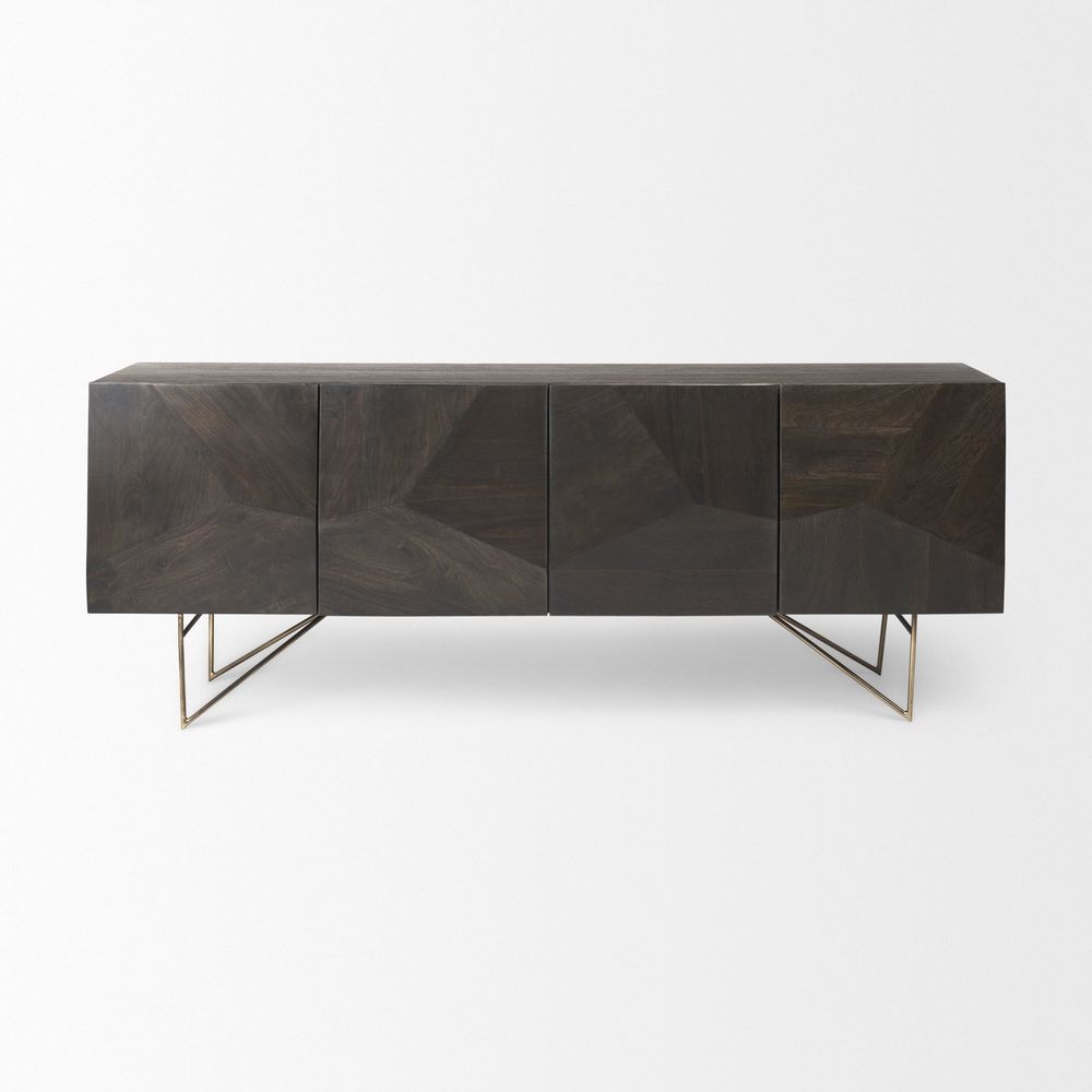 Sideboards & Credenzas Victoria Brown Wood | Gold Metal Sideboard