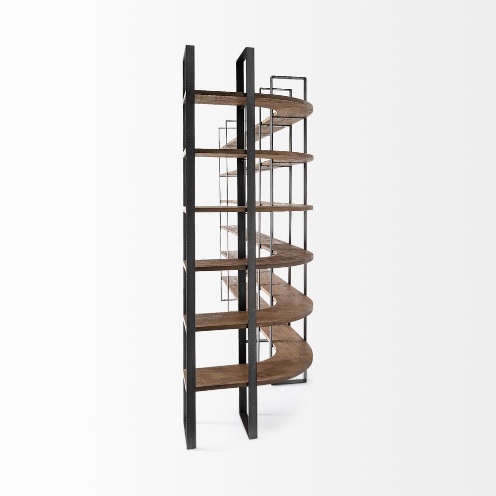 Luke Dark Brown Wood | Black Metal Shelving Unit