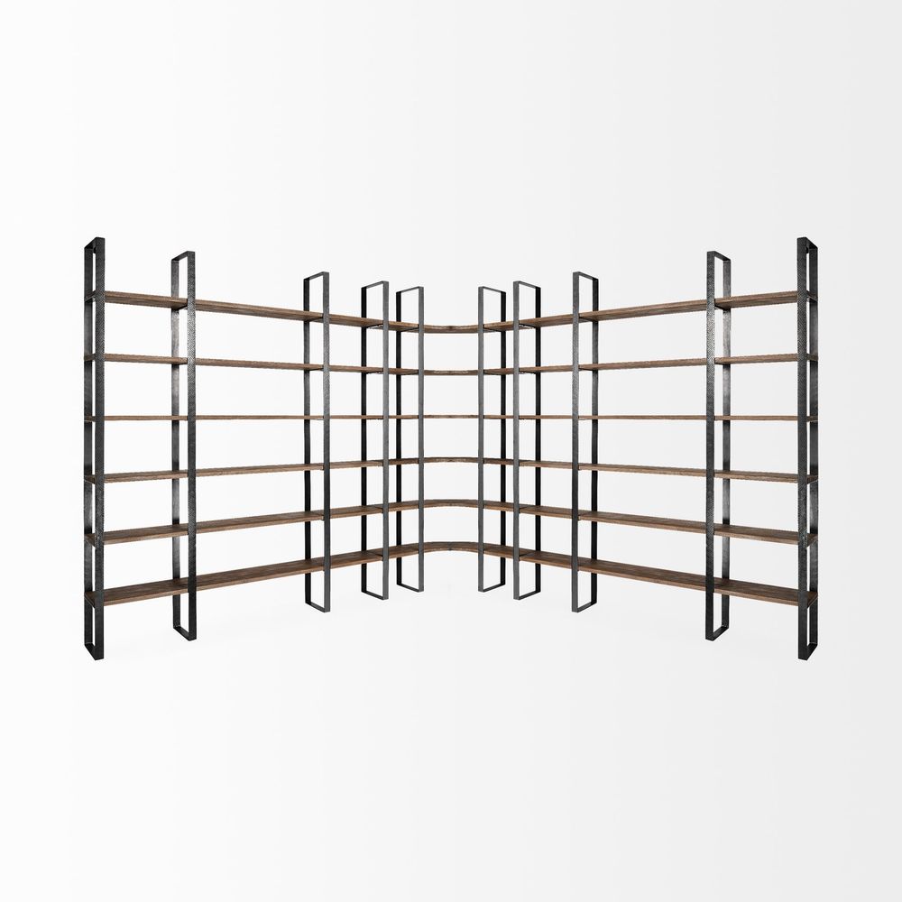 Luke Dark Brown Wood | Black Metal Shelving Unit