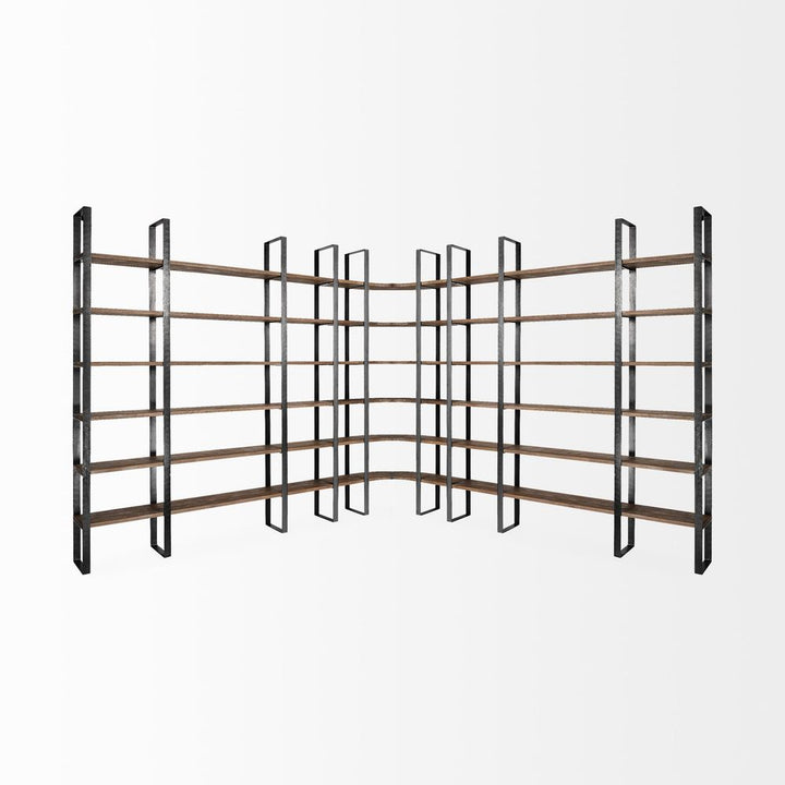 Luke Dark Brown Wood | Black Metal Shelving Unit