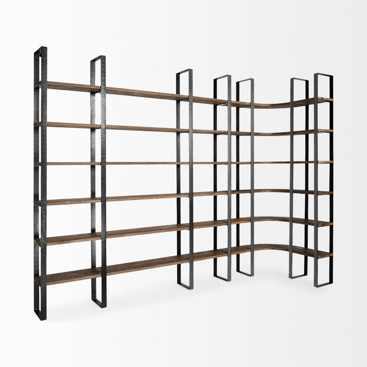 Bookcases & Etageres Luke Dark Brown Wood | Black Metal Shelving Unit