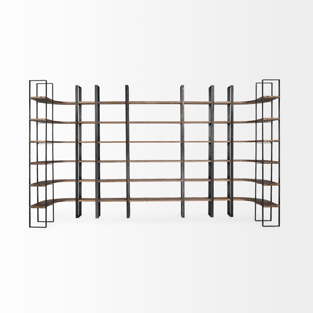 Luke Dark Brown Wood | Black Metal Shelving Unit