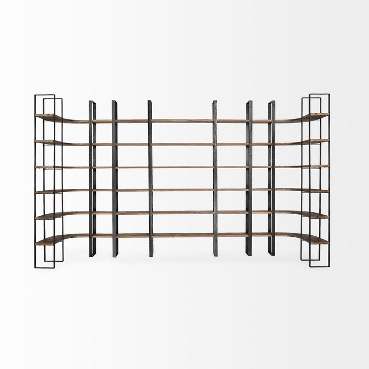 Luke Dark Brown Wood | Black Metal Shelving Unit