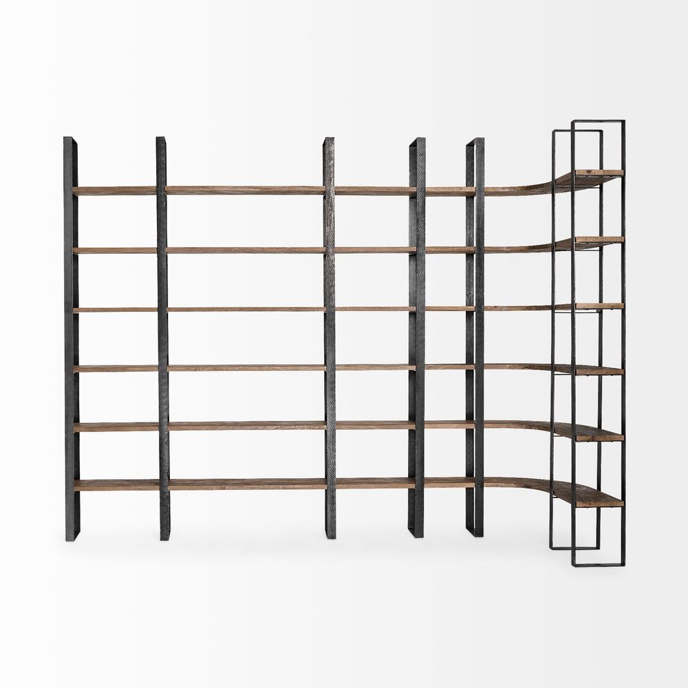 Luke Dark Brown Wood | Black Metal Shelving Unit