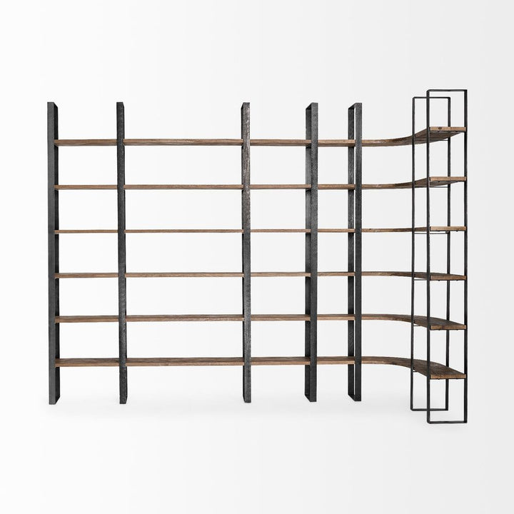 Luke Dark Brown Wood | Black Metal Shelving Unit