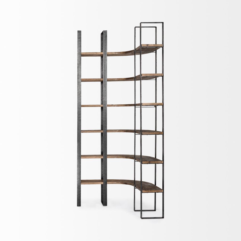 Bookcases & Etageres Luke Dark Brown Wood | Black Metal Shelving Unit