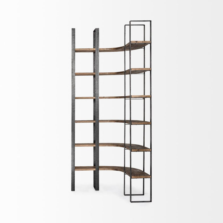 Bookcases & Etageres Luke Dark Brown Wood | Black Metal Shelving Unit