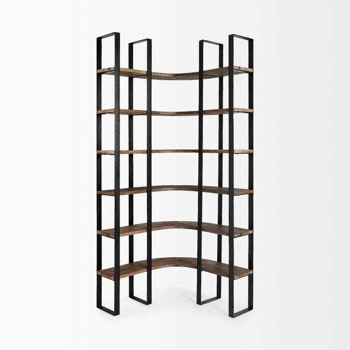 Bookcases & Etageres Luke Dark Brown Wood | Black Metal Shelving Unit