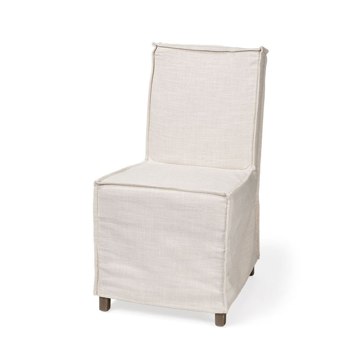 Dax Cream Fabric | Brown Wood Dining Chair