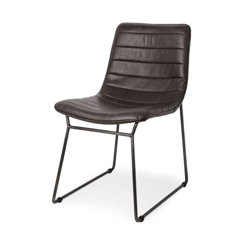 Silas Brown Faux Leather | Black Metal Dining Chair