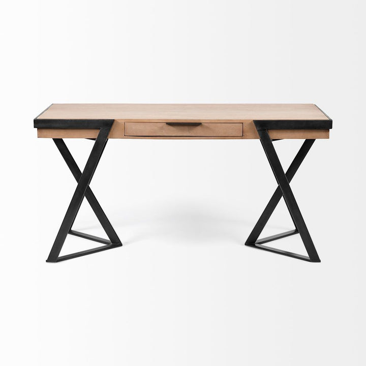 Desks Orville Brown Wood | Black Iron Office Desk