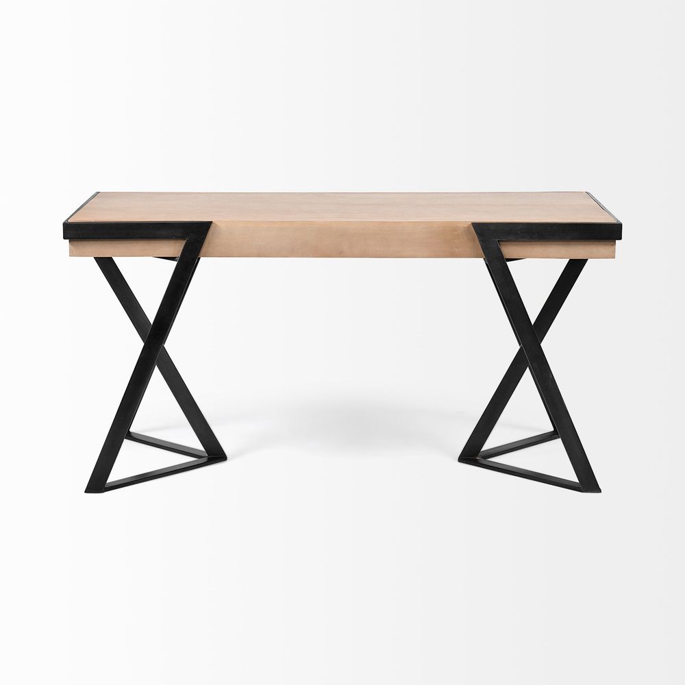 Orville Brown Wood | Black Iron Office Desk