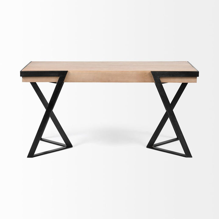 Orville Brown Wood | Black Iron Office Desk