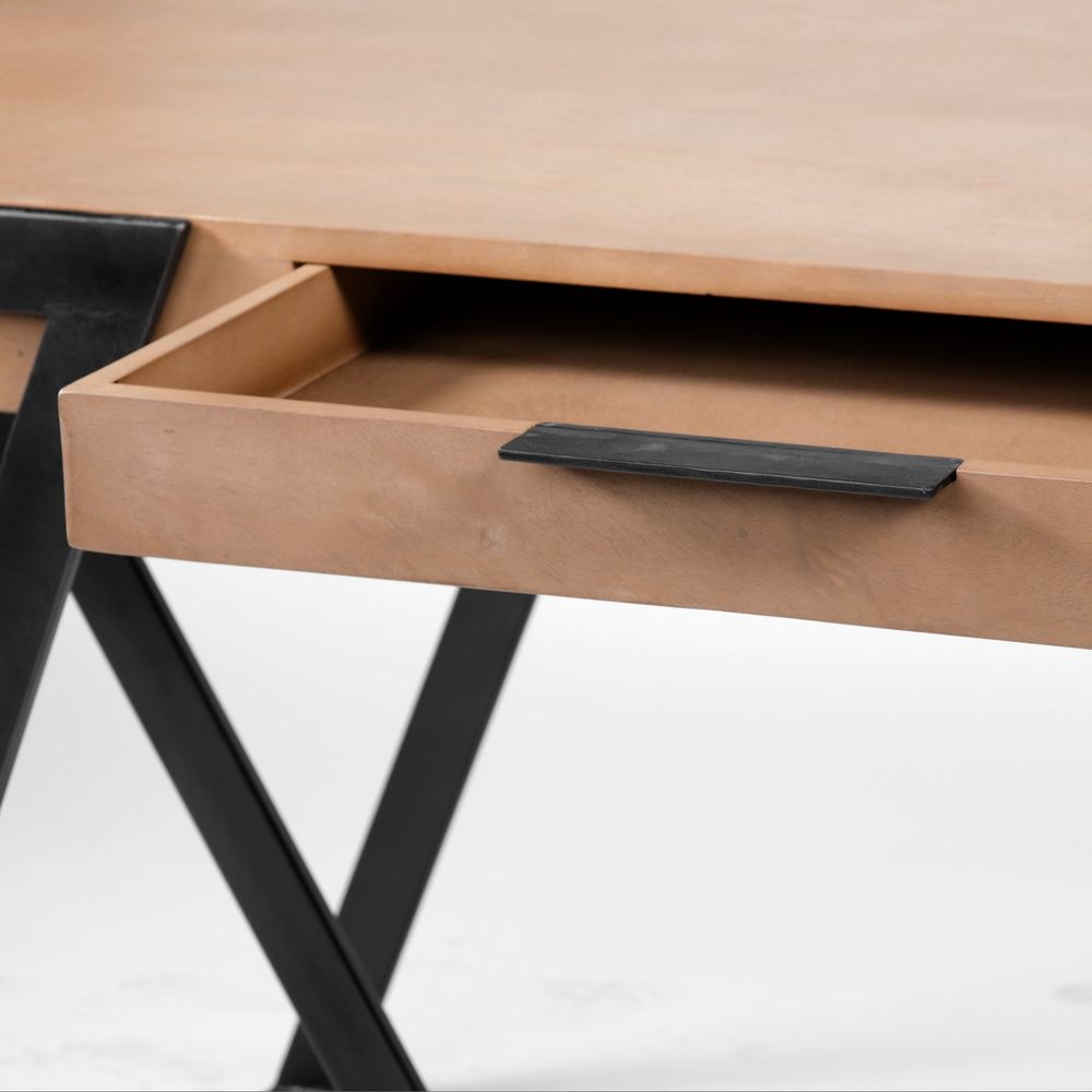 Orville Brown Wood | Black Iron Office Desk
