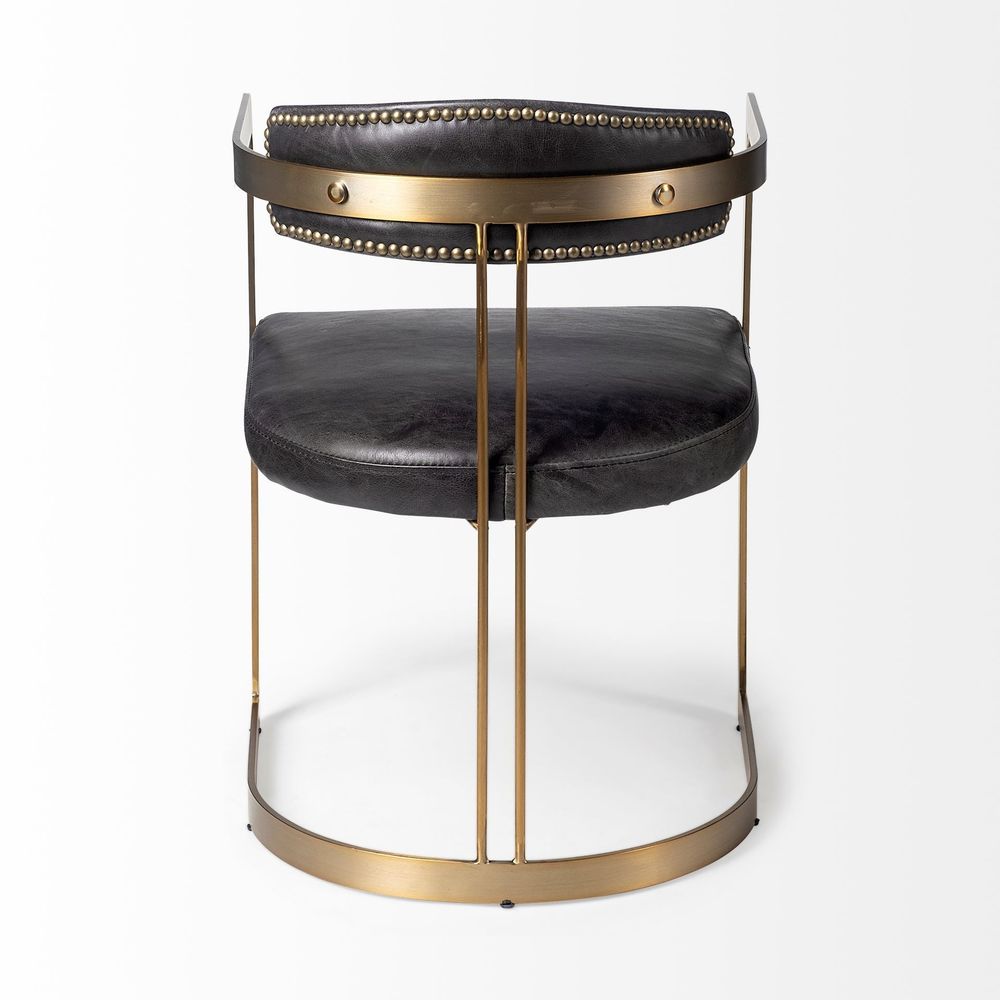 Derek Black Leather | Gold Metal Dining Chair