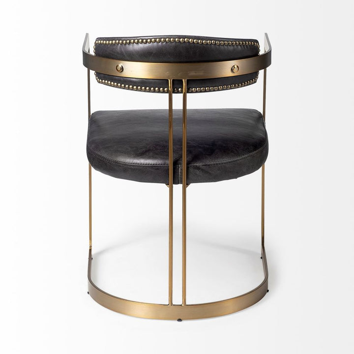 Derek Black Leather | Gold Metal Dining Chair