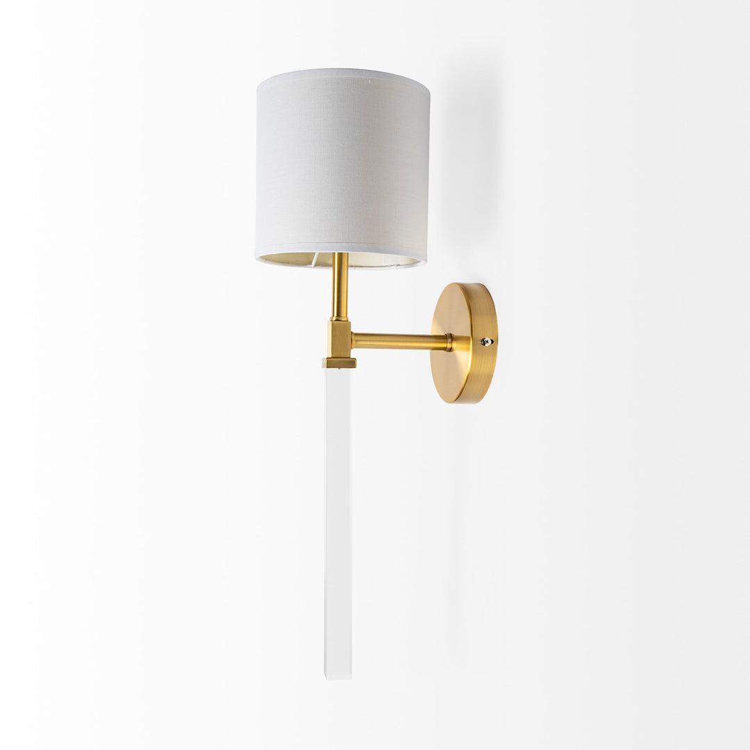 Gabler Gold Metal | White Shade Wall Sconce