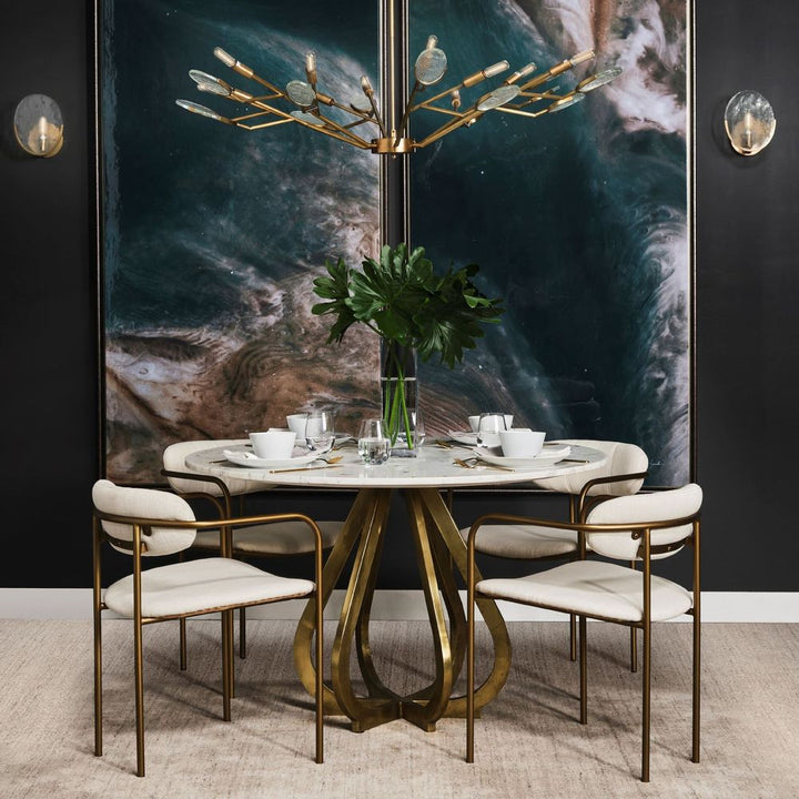 Dining Tables Valentin White Marble | Gold Metal Dining Table