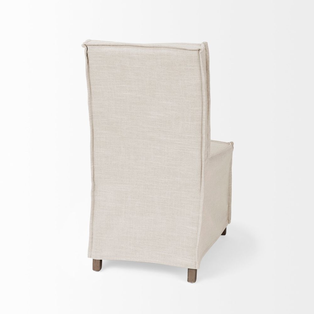 Dax Cream Fabric | Brown Wood Dining Chair