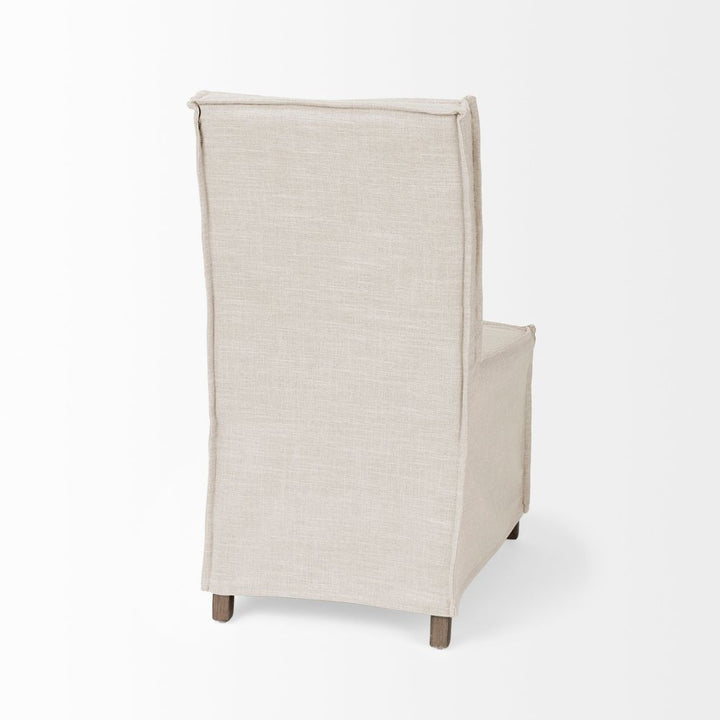 Dax Cream Fabric | Brown Wood Dining Chair