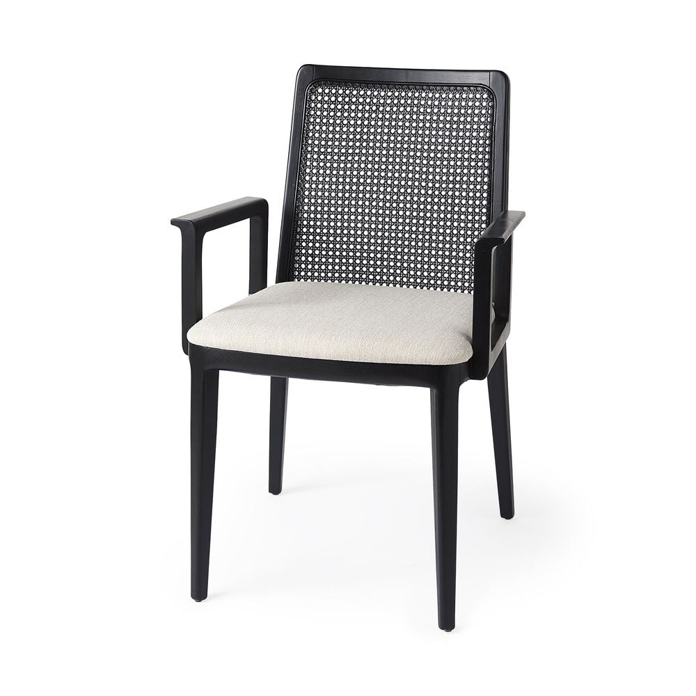 Bowie Cream Fabric |Black Wood (Armchair) Dining Chair