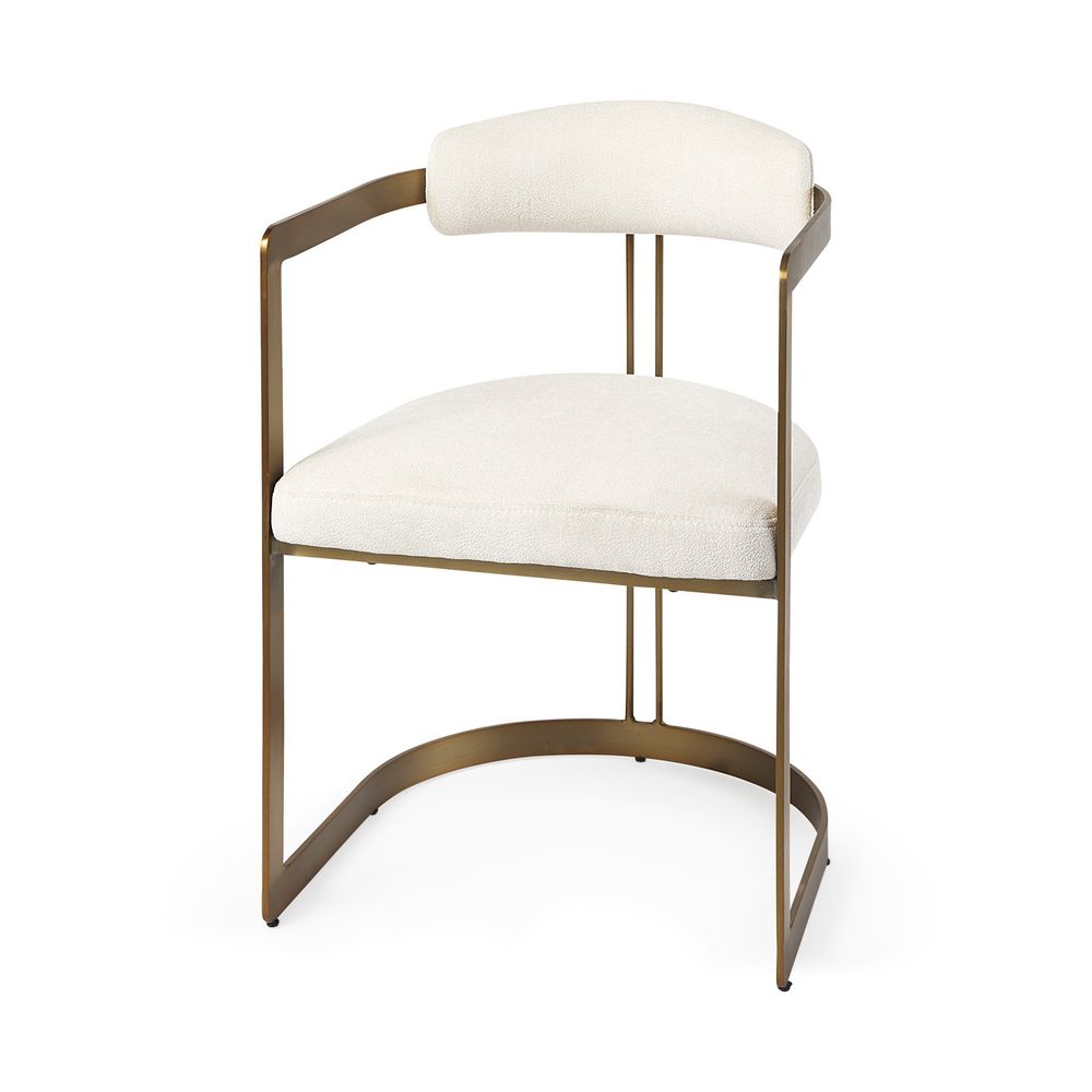 Derek Cream Fabric | Gold Metal Dining Chair