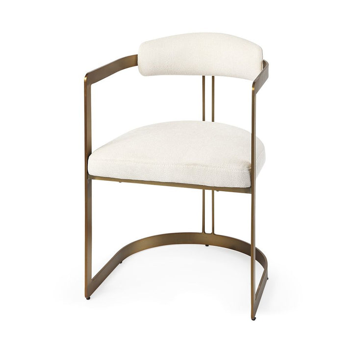 Derek Cream Fabric | Gold Metal Dining Chair