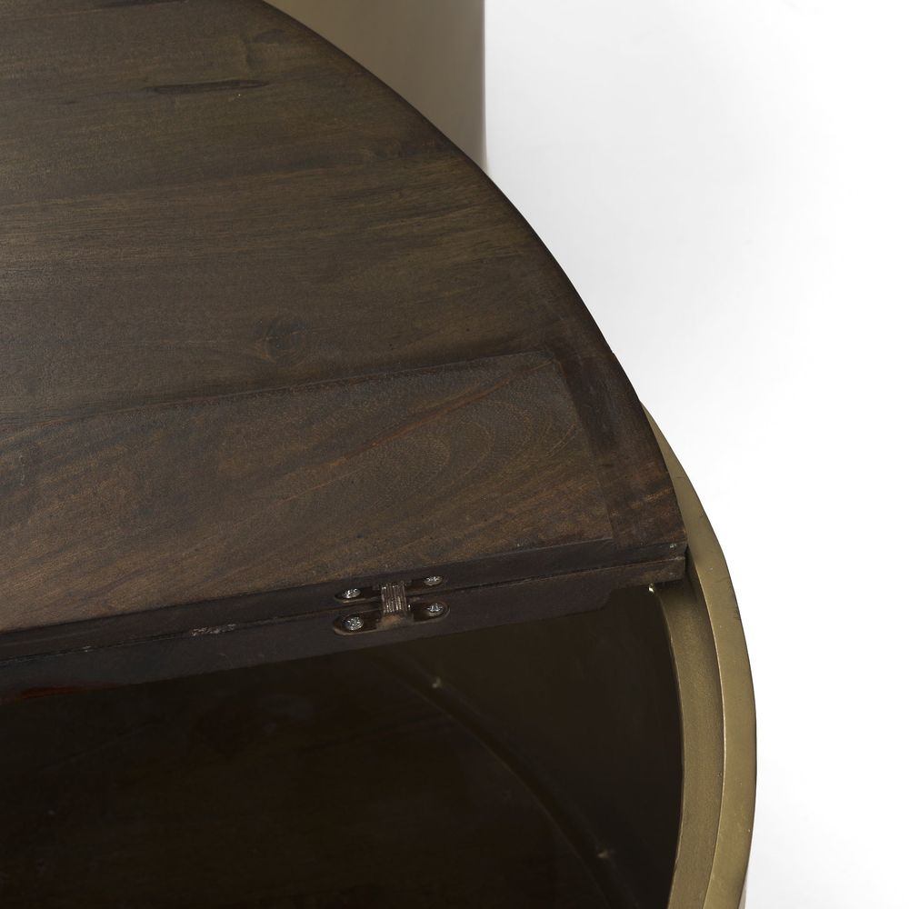 Zenith Gold Metal | Brown Wood Coffee Table