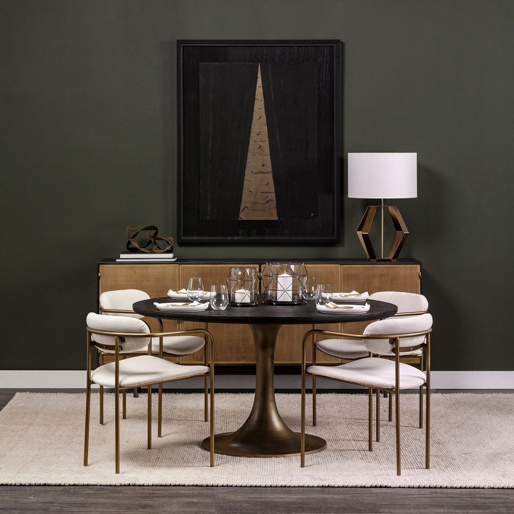 Dining Tables Caspian Brown Wood | Gold Metal Dining Table