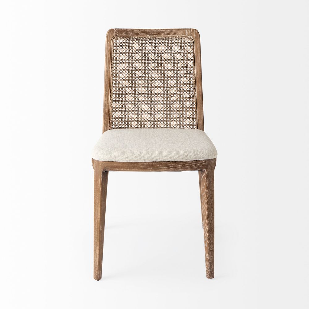 Bowie Cream Fabric |Brown Wood (Side Chair) Dining Chair