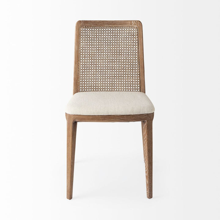 Bowie Cream Fabric |Brown Wood (Side Chair) Dining Chair